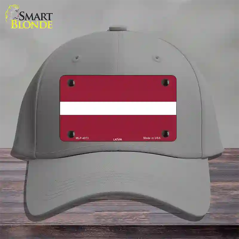 Latvia Flag Novelty License Plate Hat Cotton / Gray