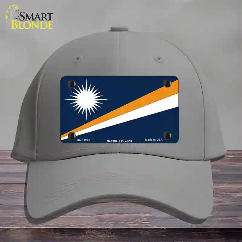 Marshall Islands Flag Novelty License Plate Hat Cotton / Gray