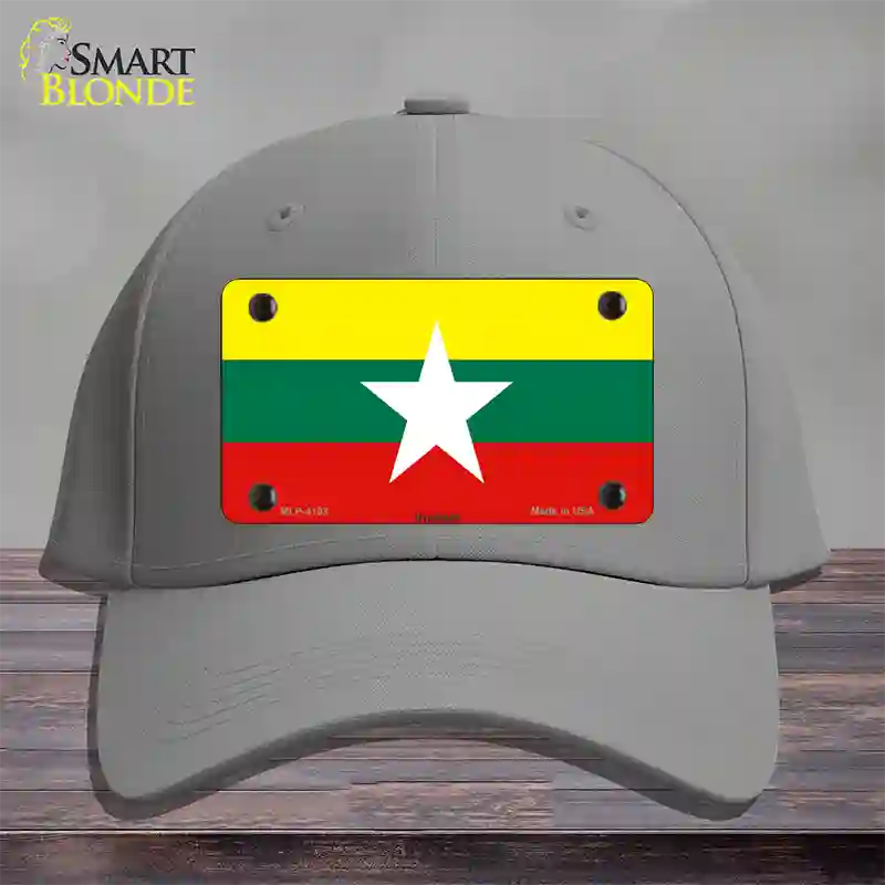 Myanmar Flag Novelty License Plate Hat Cotton / Gray