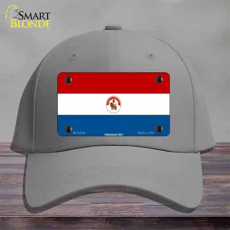 Paraguay-REV Flag Novelty License Plate Hat Cotton / Gray