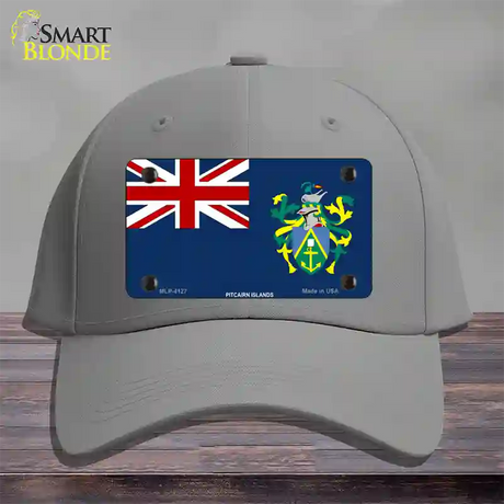 Pitcairn Islands Flag Novelty License Plate Hat Cotton / Gray