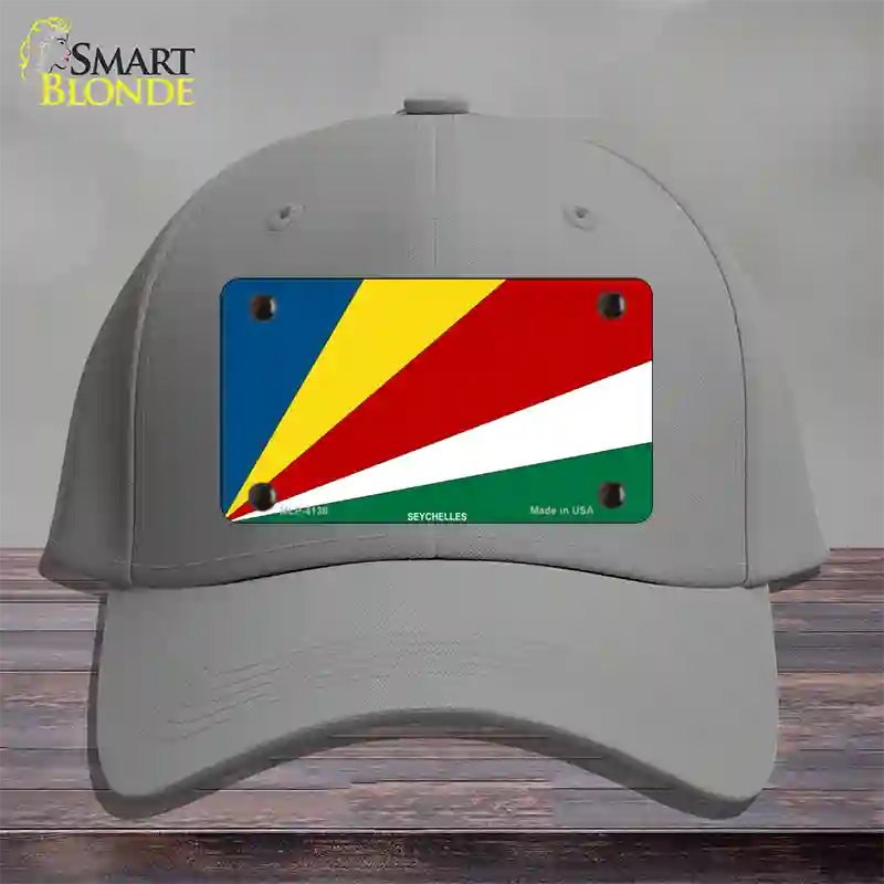 Seychelles Flag Novelty License Plate Hat Cotton / Gray