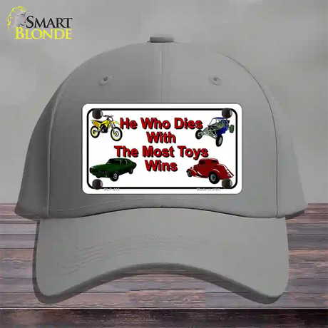 He With The Most Toys Wins Novelty License Plate Hat Cotton / Gray