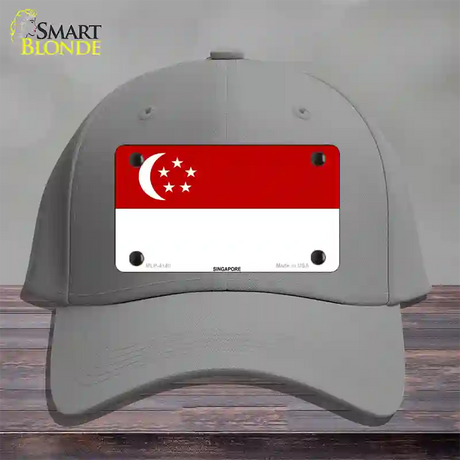 Singapore Flag Novelty License Plate Hat Cotton / Gray