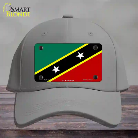 St Kitts-Nevis Flag Novelty License Plate Hat Cotton / Gray