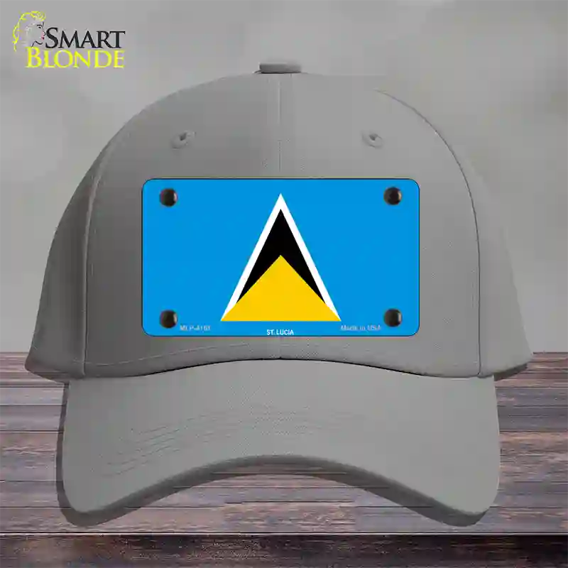 St Lucia Flag Novelty License Plate Hat Cotton / Gray