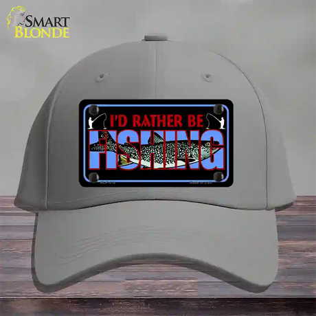 Rather Be Fishing Novelty License Plate Hat Cotton / Gray