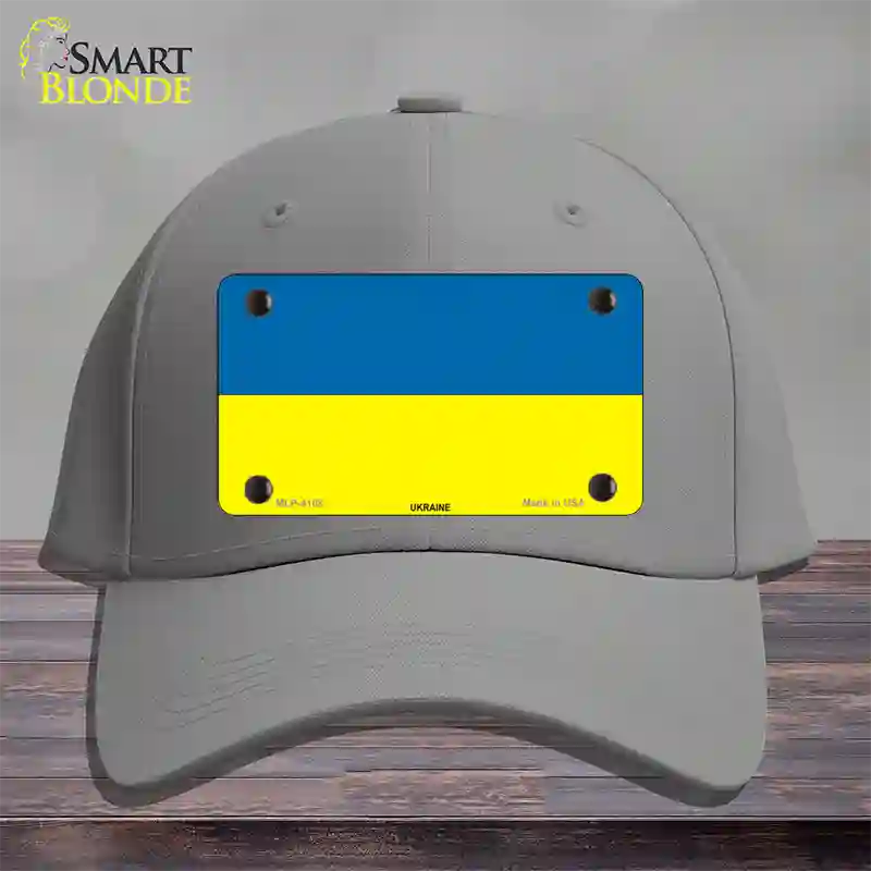 Ukraine Flag Novelty License Plate Hat Cotton / Gray