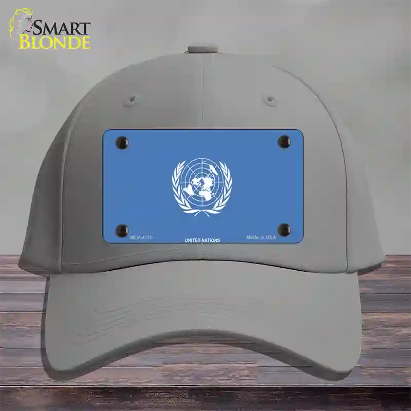 United Nations Flag Novelty License Plate Hat Cotton / Gray