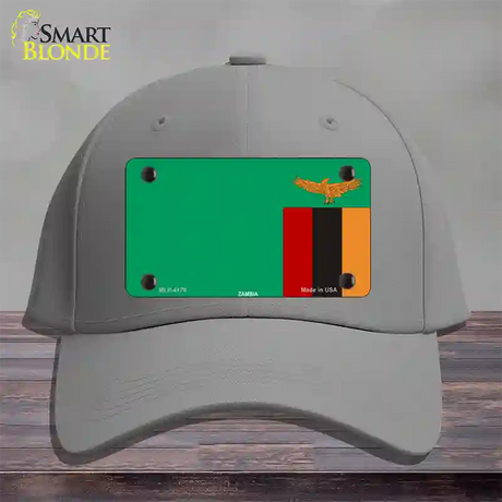 Zambia Flag Novelty License Plate Hat Cotton / Gray