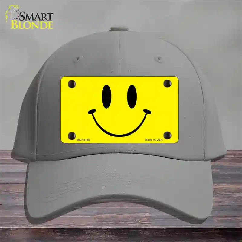 Happy Face Novelty License Plate Hat Cotton / Gray