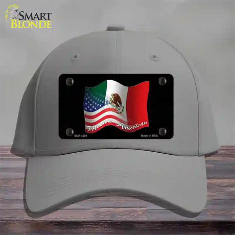 Mexican American Flag Novelty License Plate Hat Cotton / Gray