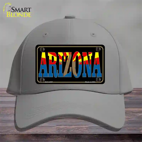 Arizona Inlayed State Flag Novelty License Plate Hat Cotton / Gray