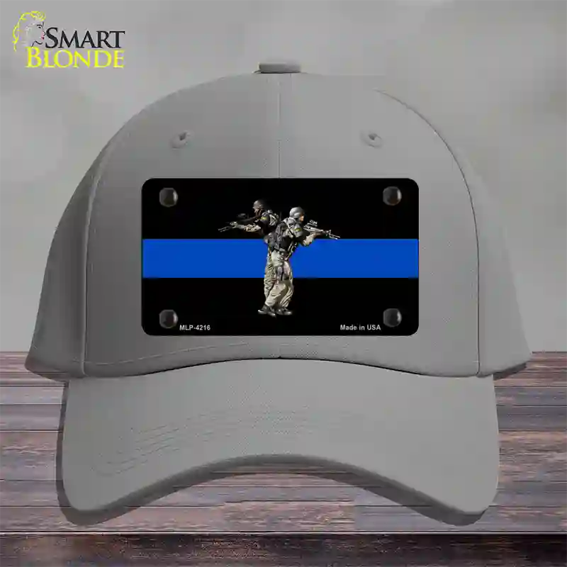 Thin Blue Line Police SWAT Novelty License Plate Hat Cotton / Gray