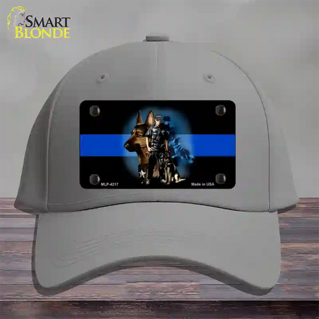 Thin Blue Line Police K-9 Novelty License Plate Hat Cotton / Gray