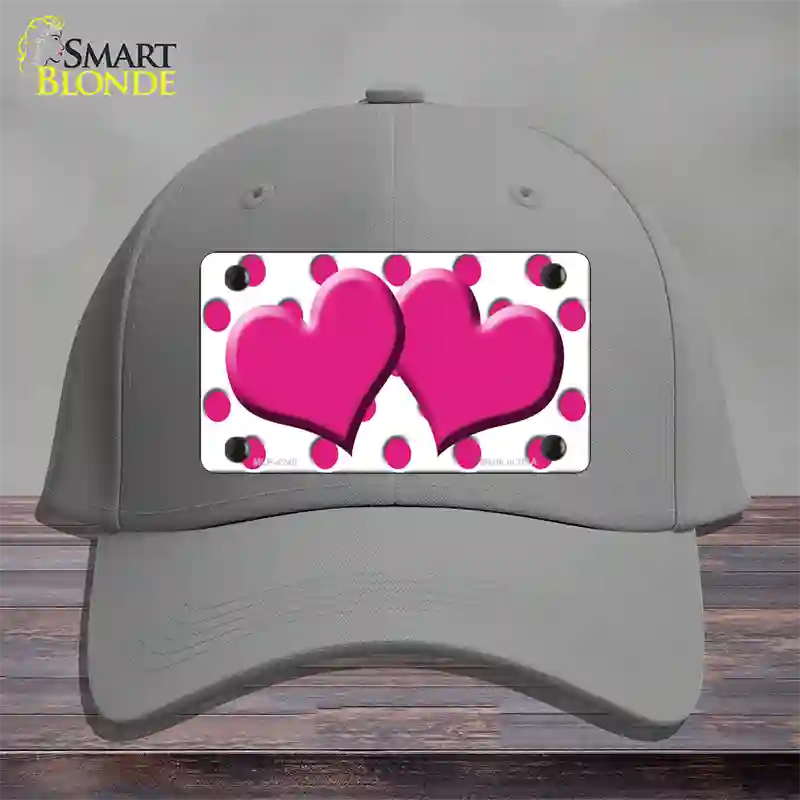 Hot Pink White Polka Dot Hot Pink Centered Hearts Novelty License Plate Hat Cotton / Gray