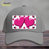 Hot Pink White Polka Dot Hot Pink Centered Hearts Novelty License Plate Hat Cotton / Gray