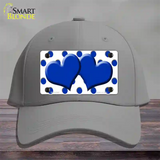 Blue White Polka Dot Blue Centered Hearts Novelty License Plate Hat Cotton / Gray