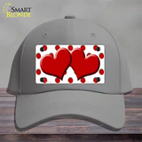 Red White Polka Dot Red Centered Hearts Novelty License Plate Hat Cotton / Gray