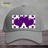 Purple White Polka Dot Purple Centered Hearts Novelty License Plate Hat Cotton / Gray