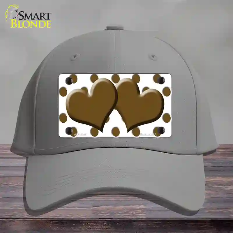 Brown White Polka Dot With Brown Centered Hearts Novelty License Plate Hat Cotton / Gray