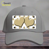 Gold White Polka Dot Gold Centered Hearts Novelty License Plate Hat Cotton / Gray