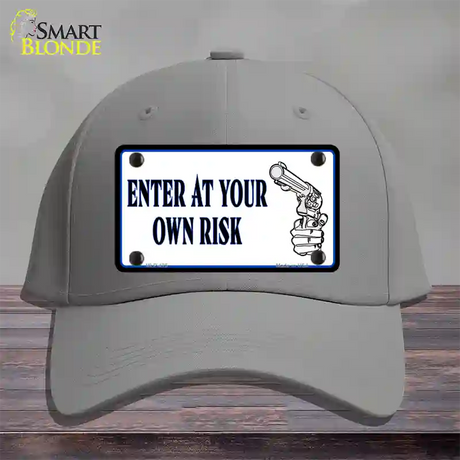 Enter At Own Risk Novelty License Plate Hat Cotton / Gray