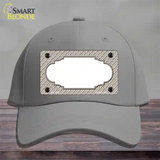 Tan White Quatrefoil Center Scallop Novelty License Plate Hat Cotton / Gray