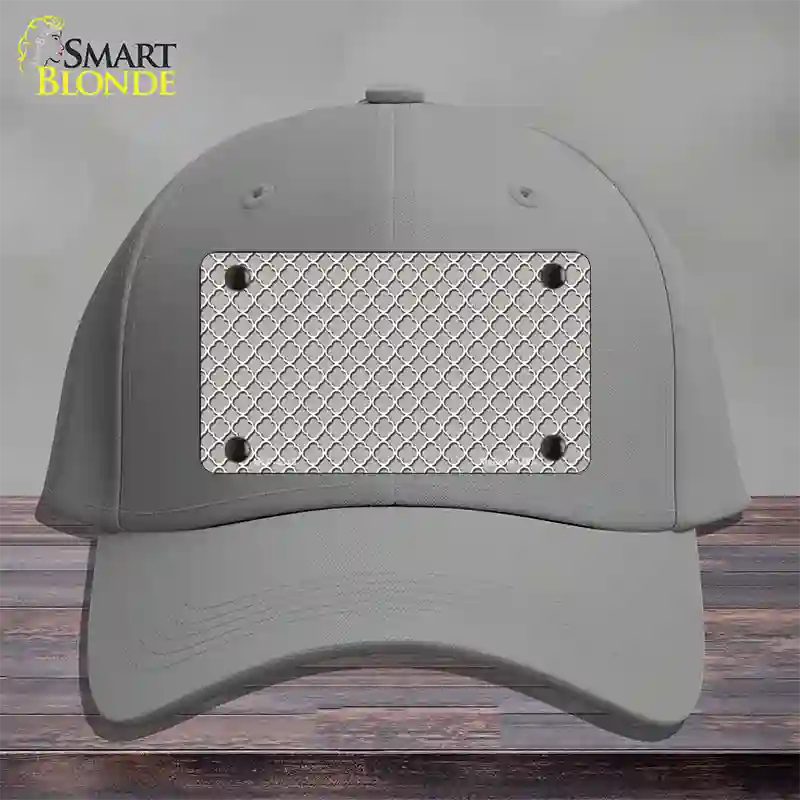 Grey White Quatrefoil Novelty License Plate Hat Cotton / Gray