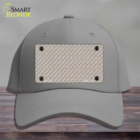 Tan White Quatrefoil Novelty License Plate Hat Cotton / Gray