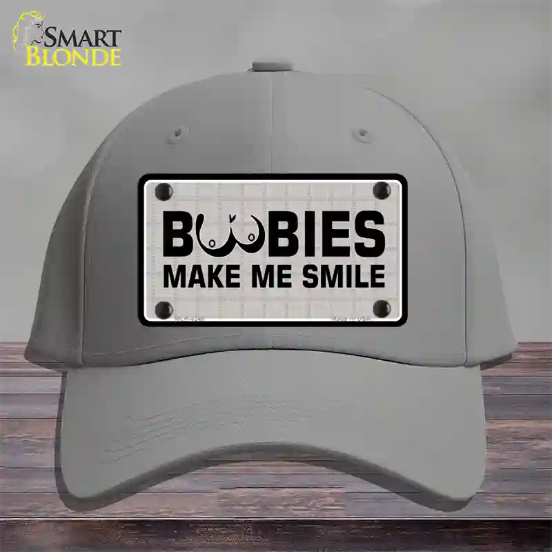 Boobies Make Me Smile Novelty License Plate Hat Cotton / Gray