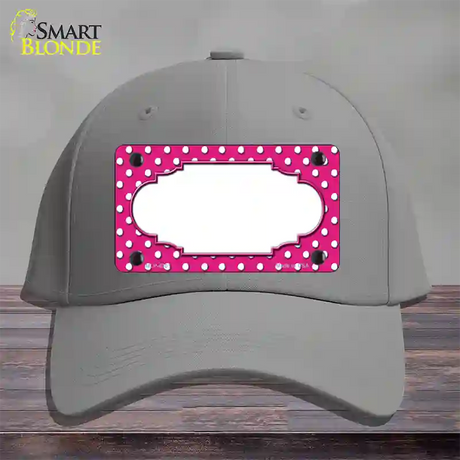 Scallop Pink White Polka Dot Novelty License Plate Hat Cotton / Gray