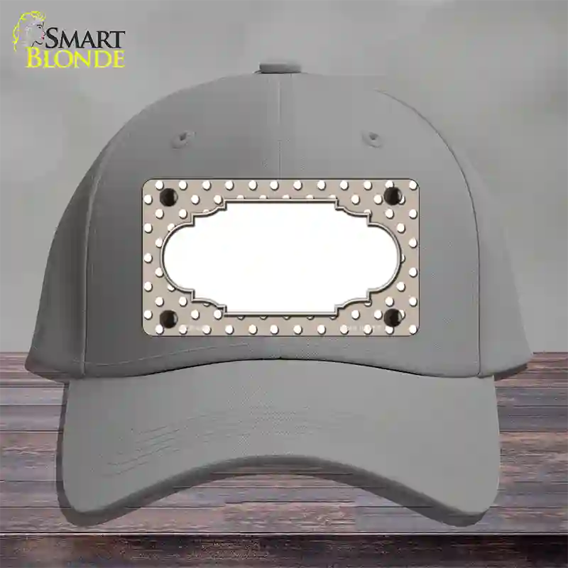 Scallop Tan White Polka Dot Novelty License Plate Hat Cotton / Gray