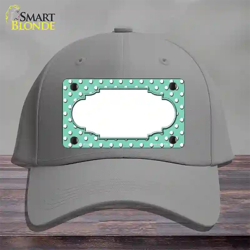 Scallop Mint White Polka Dot Novelty License Plate Hat Cotton / Gray