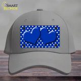 Blue White Polka Dot Center Hearts Novelty License Plate Hat Cotton / Gray