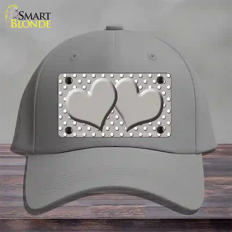 Grey White Polka Dot Center Hearts Novelty License Plate Hat Cotton / Gray