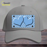 Light Blue White Polka Dot Center Hearts Novelty License Plate Hat Cotton / Gray