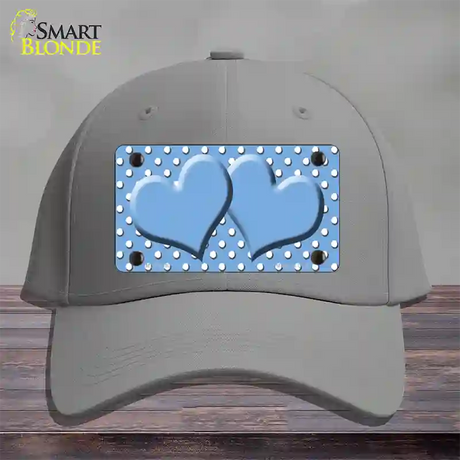 Light Blue White Polka Dot Center Hearts Novelty License Plate Hat Cotton / Gray