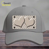 Tan White Polka Dot Center Hearts Novelty License Plate Hat Cotton / Gray