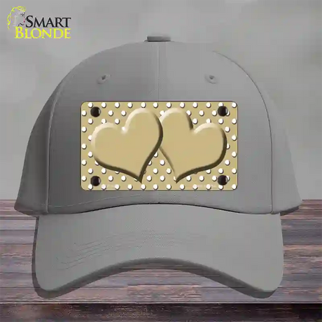 Gold White Polka Dot Center Hearts Novelty License Plate Hat Cotton / Gray