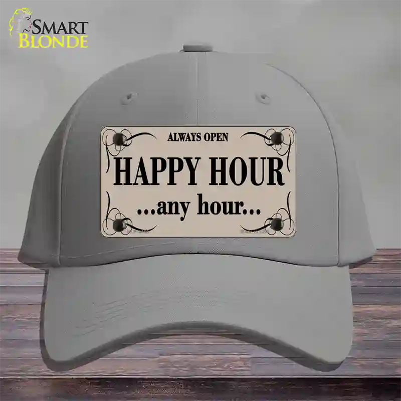 Happy Hour Any Hour Novelty License Plate Hat Cotton / Gray