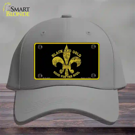 Saints Fleur De Lis Black Novelty License Plate Hat Cotton / Gray