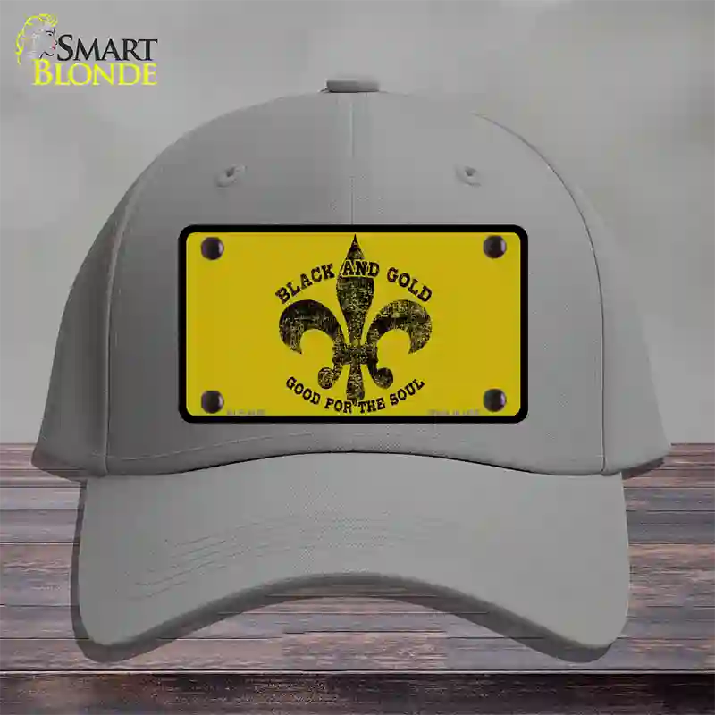 Saints Fleur De Lis Gold Novelty License Plate Hat Cotton / Gray