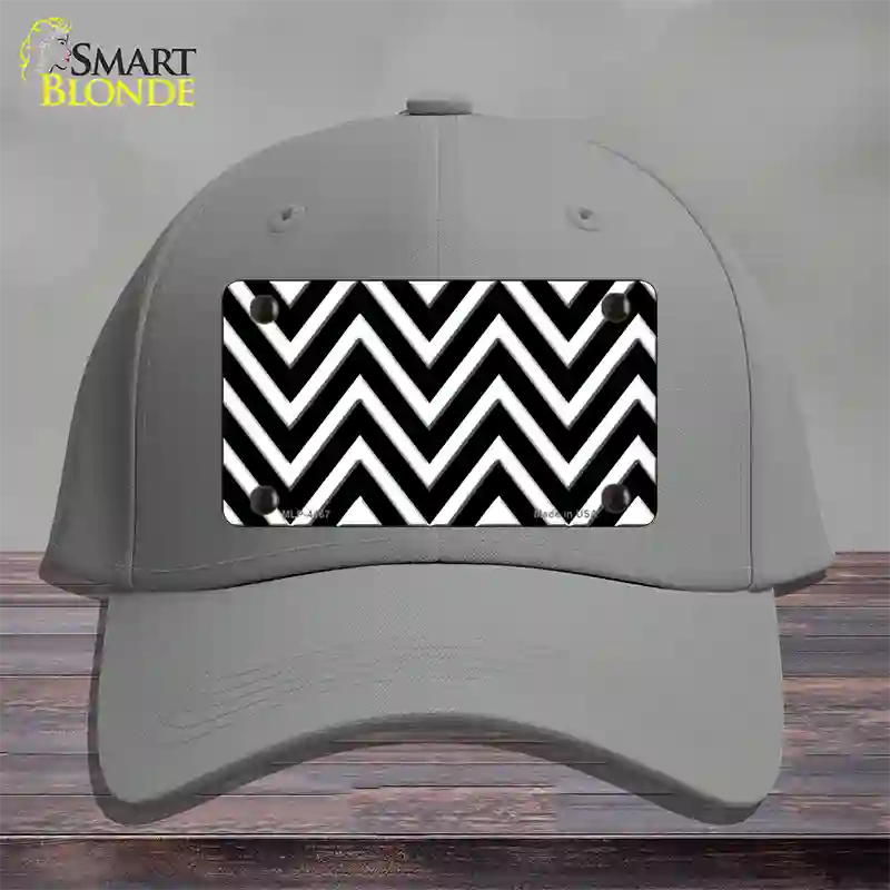 Black White Large Chevron Novelty License Plate Hat Cotton / Gray