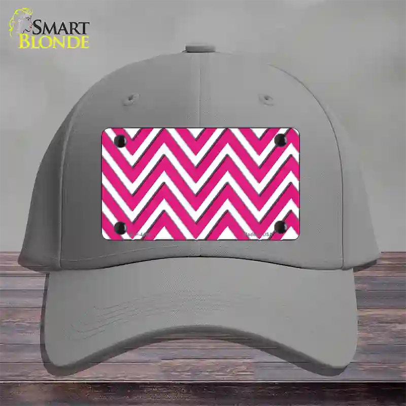 Pink White Large Chevron Novelty License Plate Hat Cotton / Gray