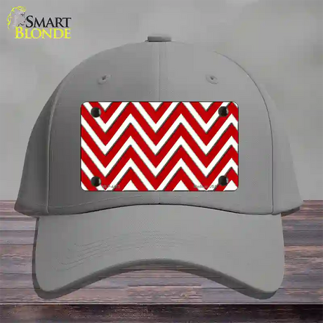 Red White Large Chevron Novelty License Plate Hat Cotton / Gray