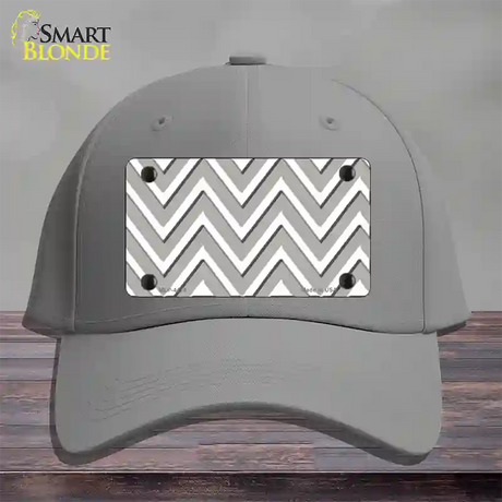 Grey White Large Chevron Novelty License Plate Hat Cotton / Gray