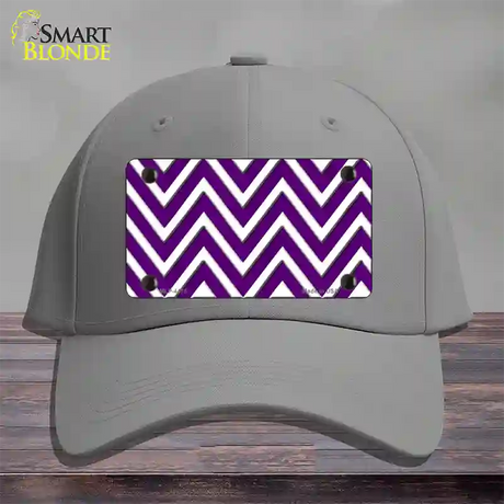 Purple White Large Chevron Novelty License Plate Hat Cotton / Gray