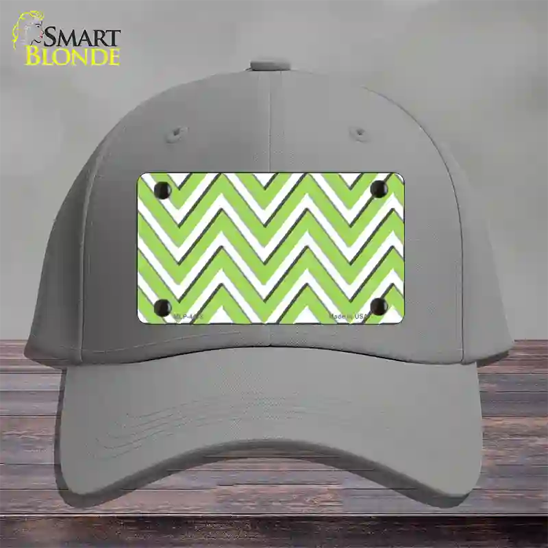 Lime Green White Large Chevron Novelty License Plate Hat Cotton / Gray