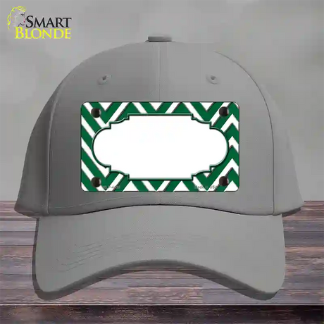 Green White Large Chevron Center Scallop Novelty License Plate Hat Cotton / Gray